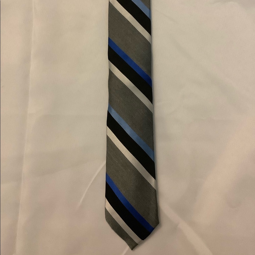 Express Gray Blue Black Stripe Tie